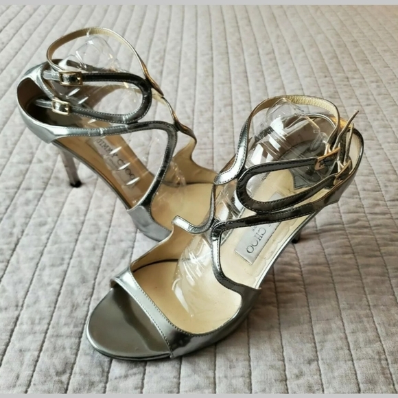 Jimmy Choo Ivette Silver Leather Strappy Sandals - Picture 3 of 11